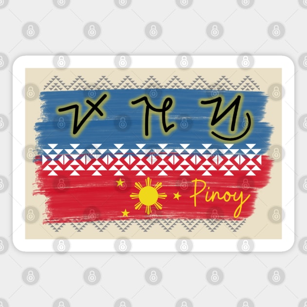 Surat Hanunuo word 'Pinoy' (Filipino) Magnet by Pirma Pinas